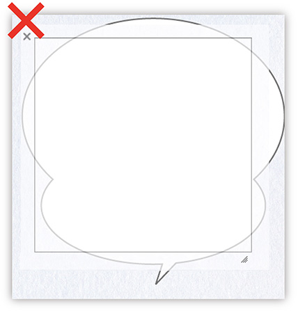 このとき、テキストエリアが吹き出し線からはみ出さないように注意しましょう!